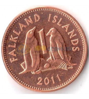 Фолклендские острова 2011 1 пенни Пингвины