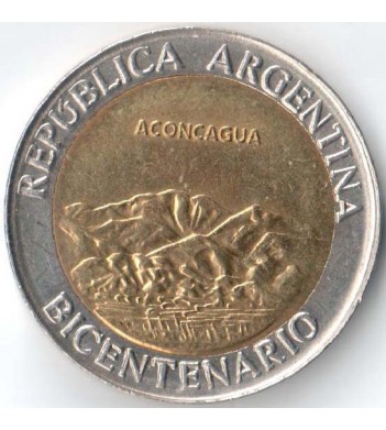 Аргентина 2010 1 песо вулкан Аконкагуа