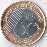 Бразилия 2025 1 реал 60 лет Центральному банку