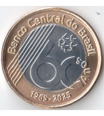 Бразилия 2025 1 реал 60 лет Центральному банку