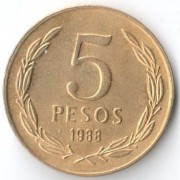 Чили 1988 5 песо Чили 1988 5 песо