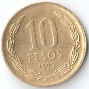 Чили 1993 10 песо Чили 1993 10 песо