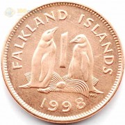 Фолклендские острова 1998 1 пенни Пингвины