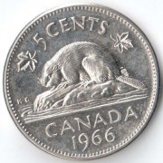 Канада 1965-1978 5 центов бобр