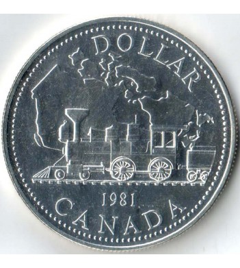 Канада 1981 1 доллар Паровоз - железной дорога (серебро)