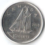 Канада 2010 10 центов Шхуна Синеносая