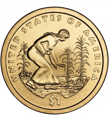США 2009 1 доллар Сакагавея Индианка земледелец №2 (P)