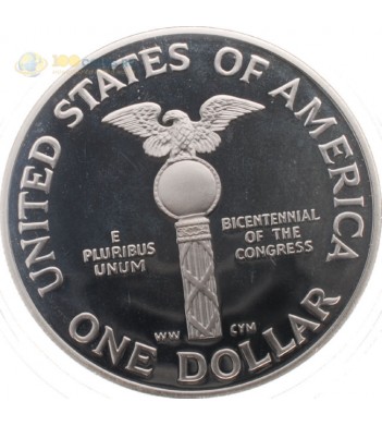 США 1989 1 доллар 200 лет Конгрессу (proof)