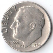 США 1974 10 центов P