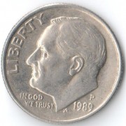 США 1989 10 центов P