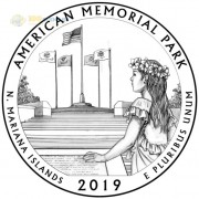США 2019 Квотер №47 Американский мемориальный парк (P)