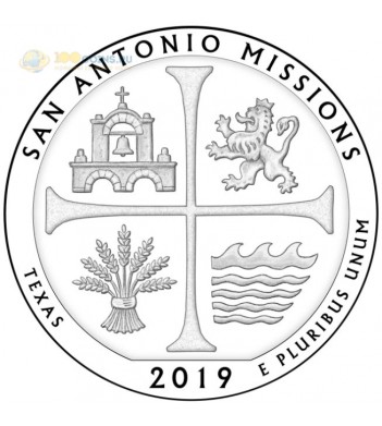 Монета США 25 центов 2019 квотер №49 Парк Сан-Антонио (P)