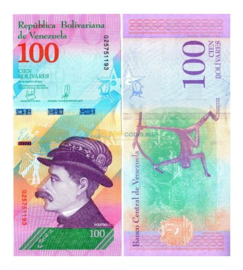 Венесуэла банкнота 100 суверенных боливаров 2018 (дата 22.03.2018)
