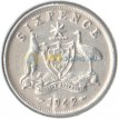 Австралия 1942 6 пенсов (серебро)
