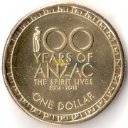 Австралия 2017 1 доллар 100 лет Анзак