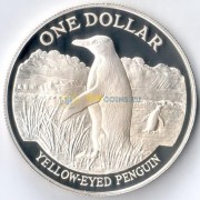 Новая Зеландия 1988 1 доллар Желтоглазый пингвин