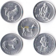 Острова Кука 2003 набор 5 монет Животные