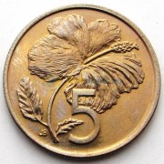 Острова Кука 1973 5 центов Гибискус