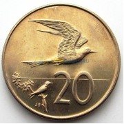 Острова Кука 1973 20 центов Белая крачка