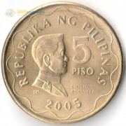 Филиппины 1995-2017 5 песо Эмилио Агинальдо Филиппины 1995-2017 5 песо Эмилио Агинальдо