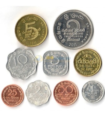 Шри-Ланка 1975-2014 набор 9 монет