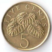 Сингапур 1992-2012 5 центов Монстера деликатесная