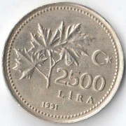 Турция 1991 2500 лир