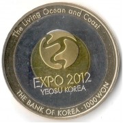 Южная Корея 2012 1000 вон Экспо Триметаллическая Южная Корея 2012 1000 вон Экспо Триметаллическая