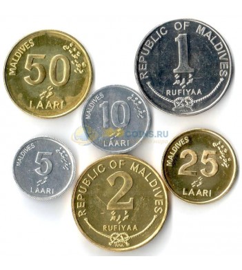 Мальдивские острова 2007-2012 набор 6 монет
