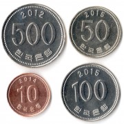 Южная Корея 2015-2019 Набор 4 монеты Южная Корея 2015-2019 Набор 4 монеты
