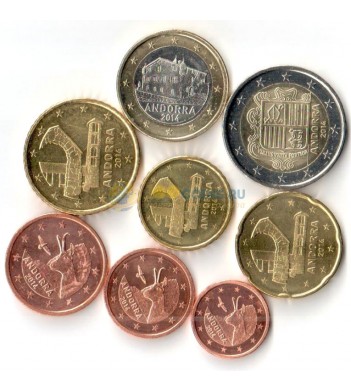 Андорра Набор 8 монет евро 2014 (1-50 центов, 1-2 евро)