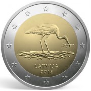 Латвия 2015 2 евро Черный аист