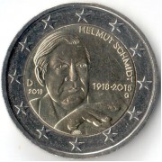 Германия 2018 2 евро Гельмут Шмидт G