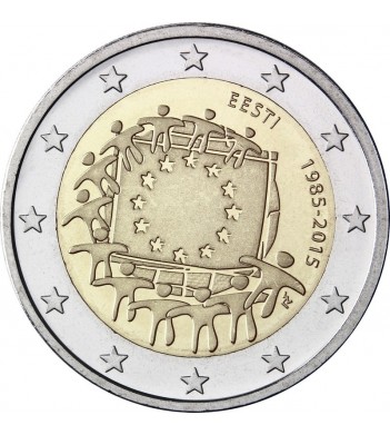 Эстония 2015 2 евро 30 лет флагу Европейского союза