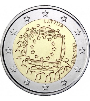 Латвия 2015 2 евро 30 лет Флагу Европы ЕС