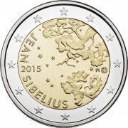 Финляндия 2015 2 евро 150 лет Яна Сибелиуса