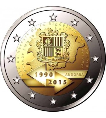 Андорра 2015 2 евро 25 лет таможенному союзу