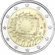Литва 2015 2 евро 30 лет флагу Европейского союза