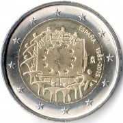 Испания 2015 2 евро 30 лет Флагу Европы ЕС