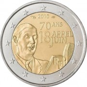 Франция 2010 2 евро Шарль де Голль