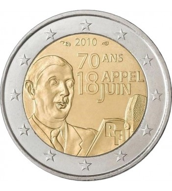 Франция 2010 2 евро Шарль де Голль