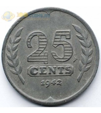 Нидерланды 1942 25 центов (цинк)