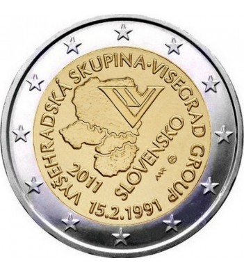 Словакия 2011 2 евро 20 лет Вишеградской группы