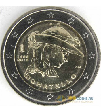 Италия 2016 2 евро 550 лет со дня смерти Донателло