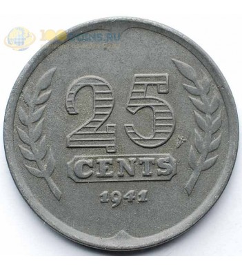 Нидерланды 1941 25 центов (цинк)