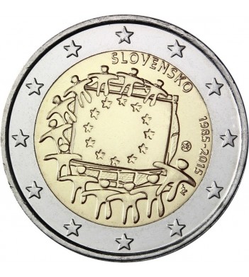 Словакия 2015 2 евро 30 лет флагу Европейского союза