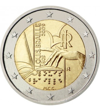 Италия 2009 2 евро Луи Брайль