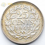 Нидерланды 1941 25 центов (серебро) Нидерланды 1941 25 центов (серебро)