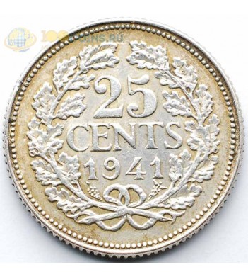 Нидерланды 1941 25 центов (серебро)