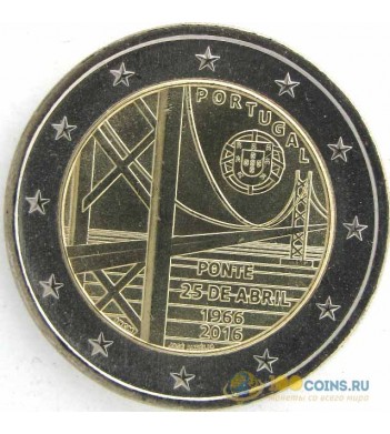 Португалия 2016 2 евро 50 лет моста имени 25 апреля